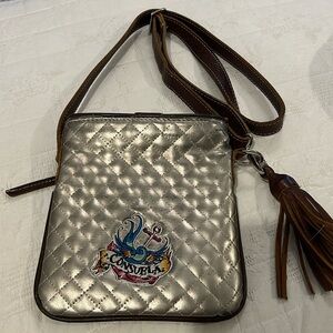 Consuela Metalic quilted leather tassel crossbody messenger bag